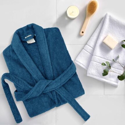 Porter and Lambert Mens & Ladies Bathrobe - 100% Egyptian Cotton Terry Towelling | Hooded | Shawl Collar | Dressing Gown | Nightwear | Perfect for Gym Shower Spa (Black, S/M)